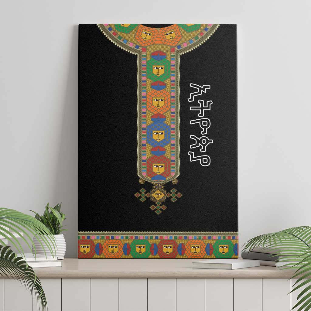 Ethiopia Saba Kemis Canvas Wall Art Habesha Style Black Color
