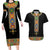 Ethiopia Saba Kemis Couples Matching Long Sleeve Bodycon Dress and Hawaiian Shirt Habesha Style Black Color