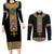 Ethiopia Saba Kemis Couples Matching Long Sleeve Bodycon Dress and Long Sleeve Button Shirt Habesha Style Black Color