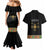 Ethiopia Saba Kemis Couples Matching Mermaid Dress and Hawaiian Shirt Habesha Style Black Color