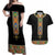 Ethiopia Saba Kemis Couples Matching Off Shoulder Maxi Dress and Hawaiian Shirt Habesha Style Black Color