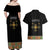 Ethiopia Saba Kemis Couples Matching Off Shoulder Maxi Dress and Hawaiian Shirt Habesha Style Black Color