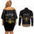 Ethiopia Saba Kemis Couples Matching Off Shoulder Short Dress and Long Sleeve Button Shirt Habesha Style Black Color