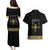 Ethiopia Saba Kemis Couples Matching Puletasi and Hawaiian Shirt Habesha Style Black Color