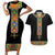 Ethiopia Saba Kemis Couples Matching Short Sleeve Bodycon Dress and Hawaiian Shirt Habesha Style Black Color