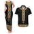 Ethiopia Saba Kemis Couples Matching Tank Maxi Dress and Hawaiian Shirt Habesha Style Black Color