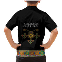 Ethiopia Saba Kemis Family Matching Mermaid Dress and Hawaiian Shirt Habesha Style Black Color