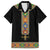 Ethiopia Saba Kemis Family Matching Off The Shoulder Long Sleeve Dress and Hawaiian Shirt Habesha Style Black Color