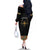 Ethiopia Saba Kemis Family Matching Off The Shoulder Long Sleeve Dress and Hawaiian Shirt Habesha Style Black Color