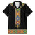 Ethiopia Saba Kemis Family Matching Short Sleeve Bodycon Dress and Hawaiian Shirt Habesha Style Black Color