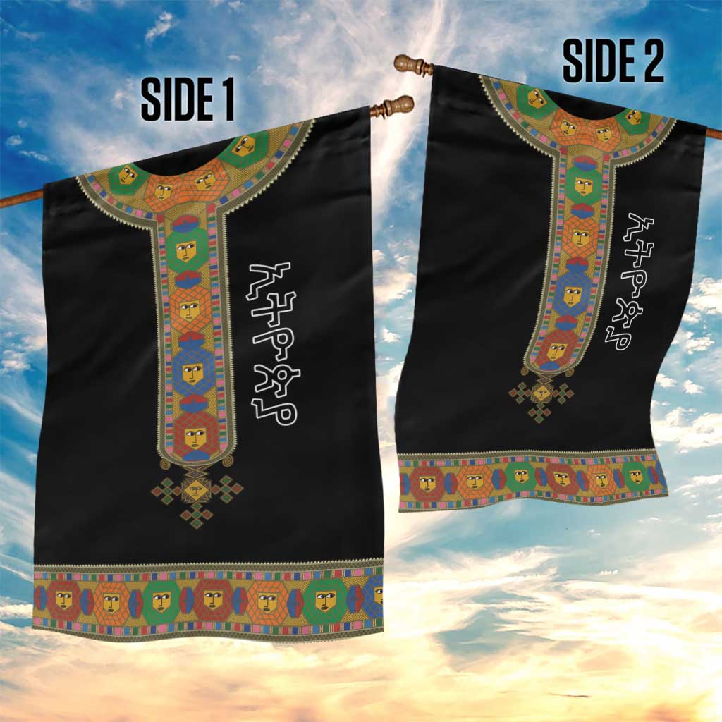 Ethiopia Saba Kemis Garden Flag Habesha Style Black Color