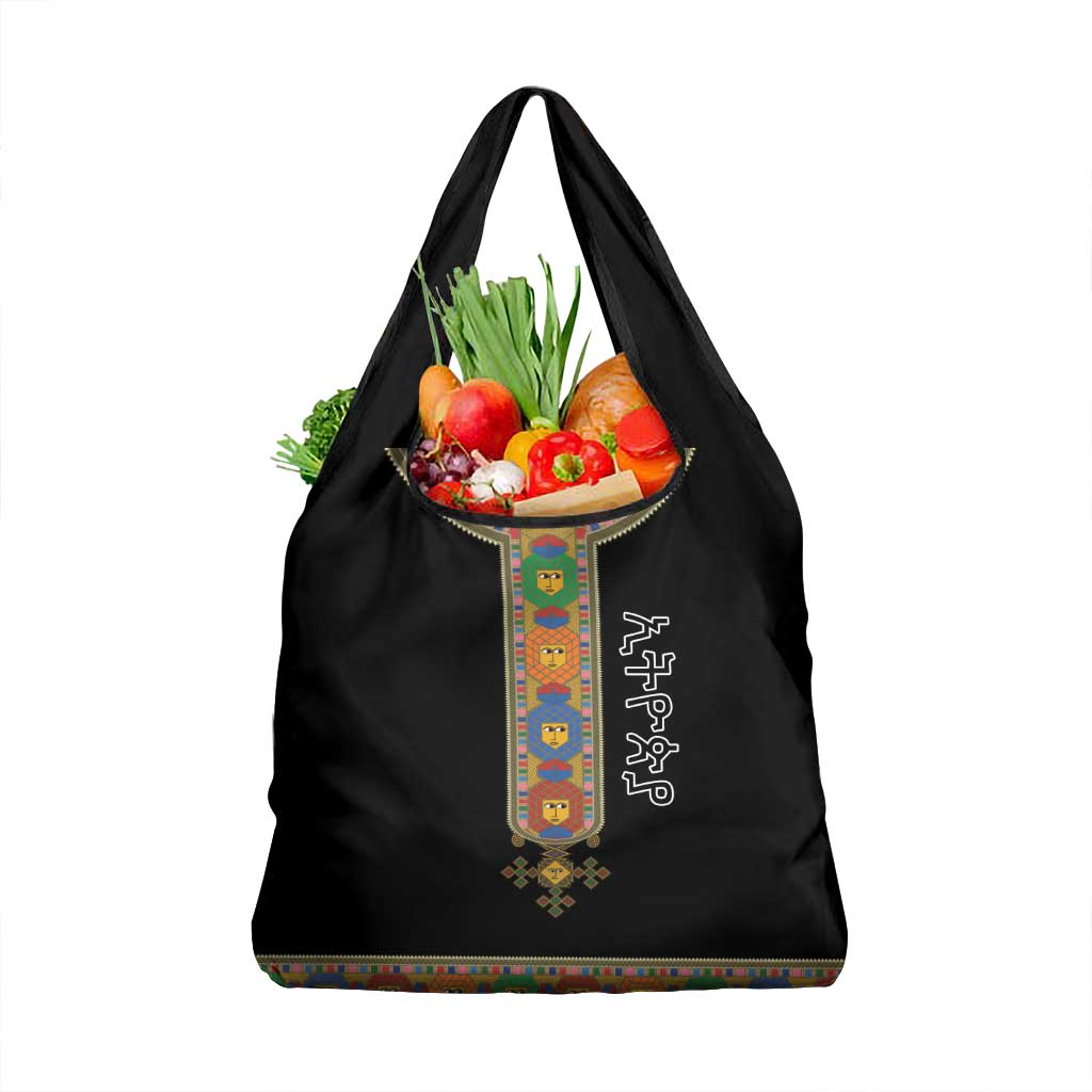Ethiopia Saba Kemis Grocery Bag Habesha Style Black Color