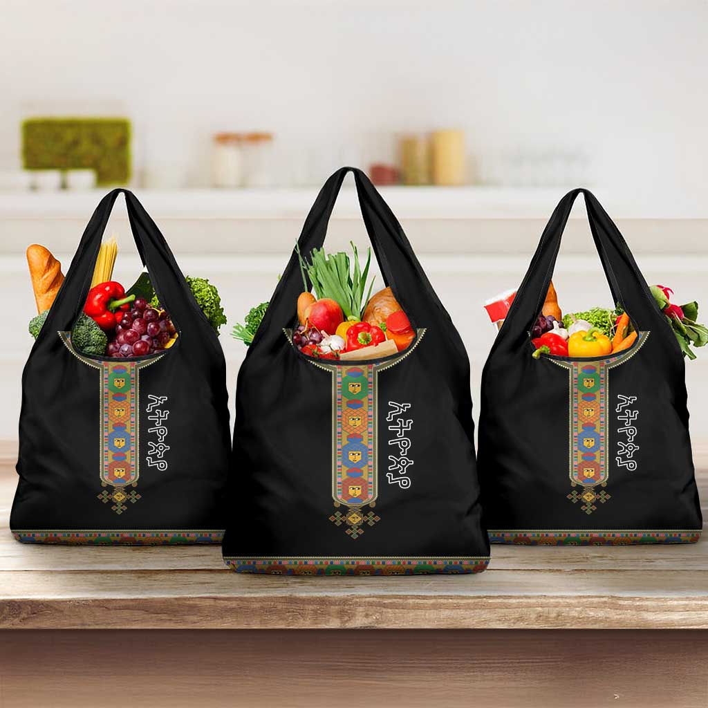 Ethiopia Saba Kemis Grocery Bag Habesha Style Black Color