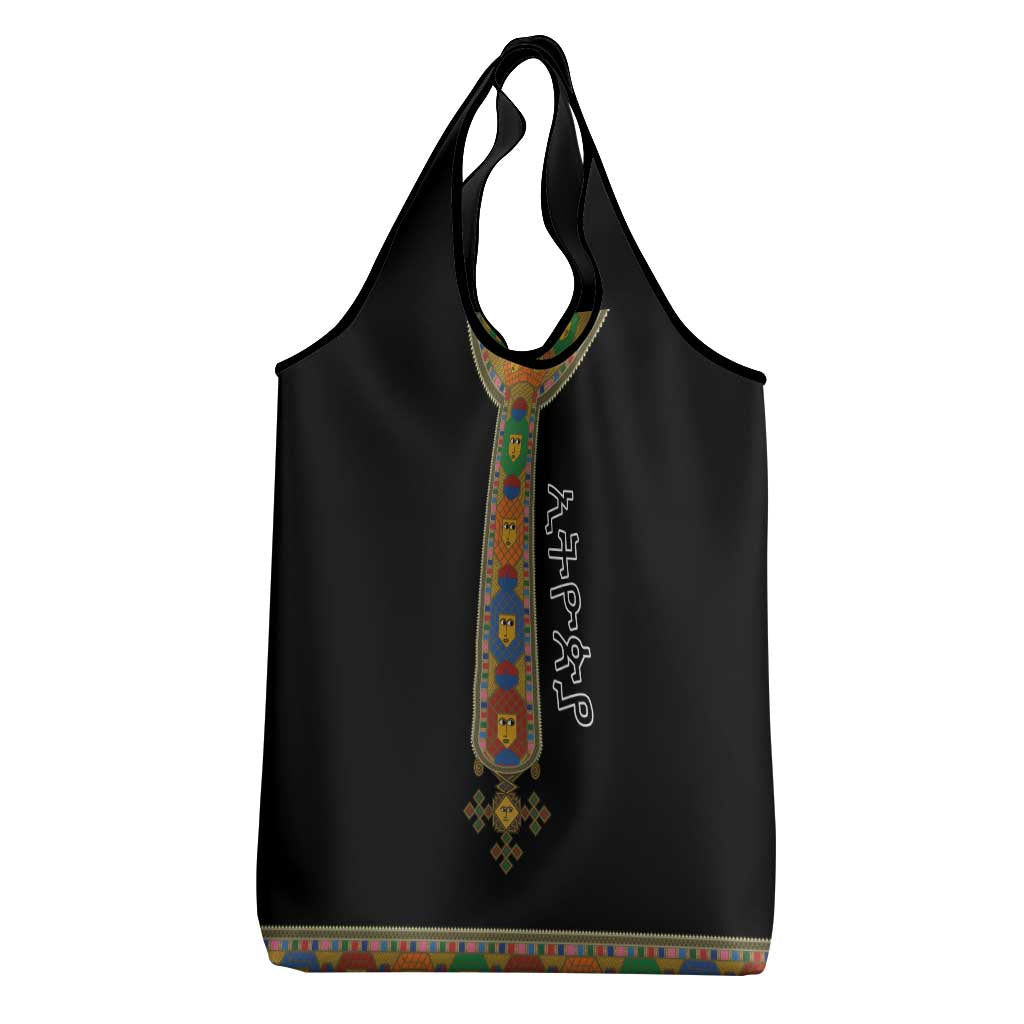 Ethiopia Saba Kemis Grocery Bag Habesha Style Black Color