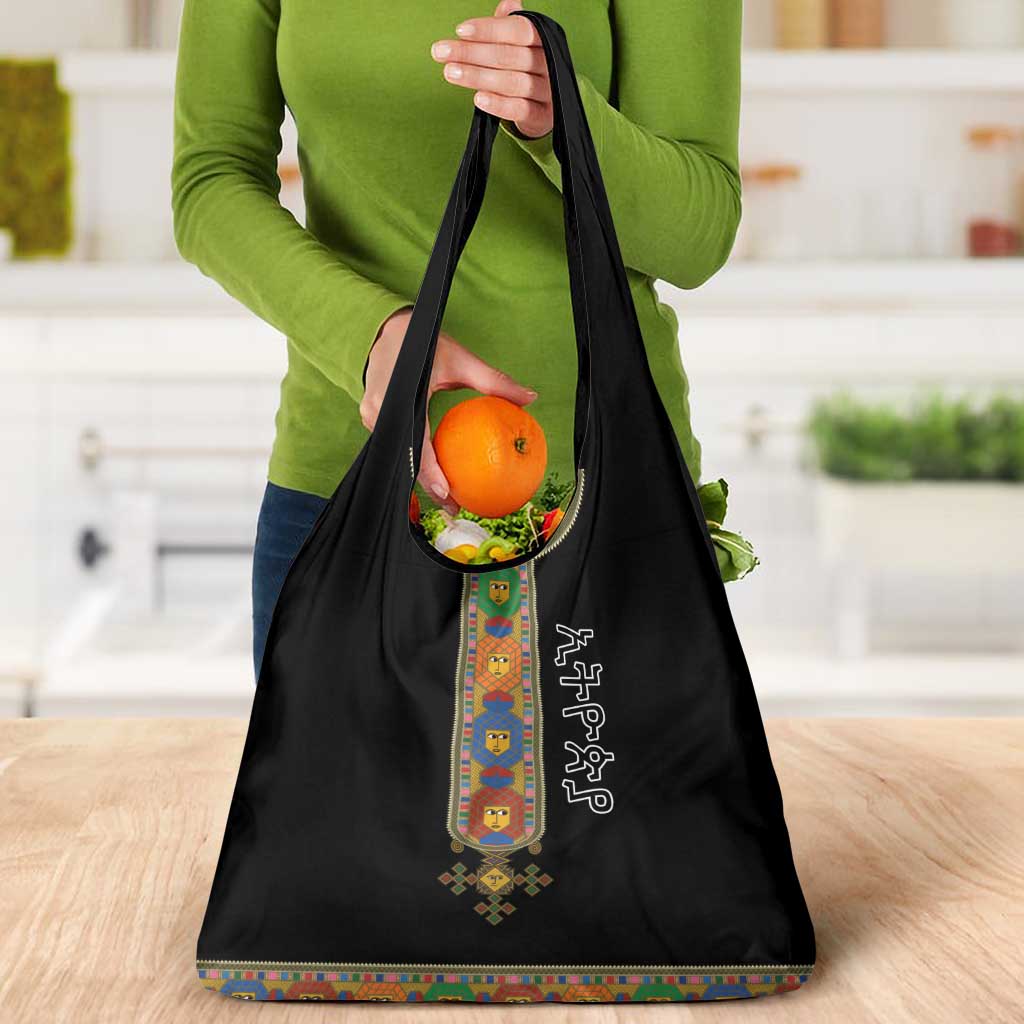 Ethiopia Saba Kemis Grocery Bag Habesha Style Black Color