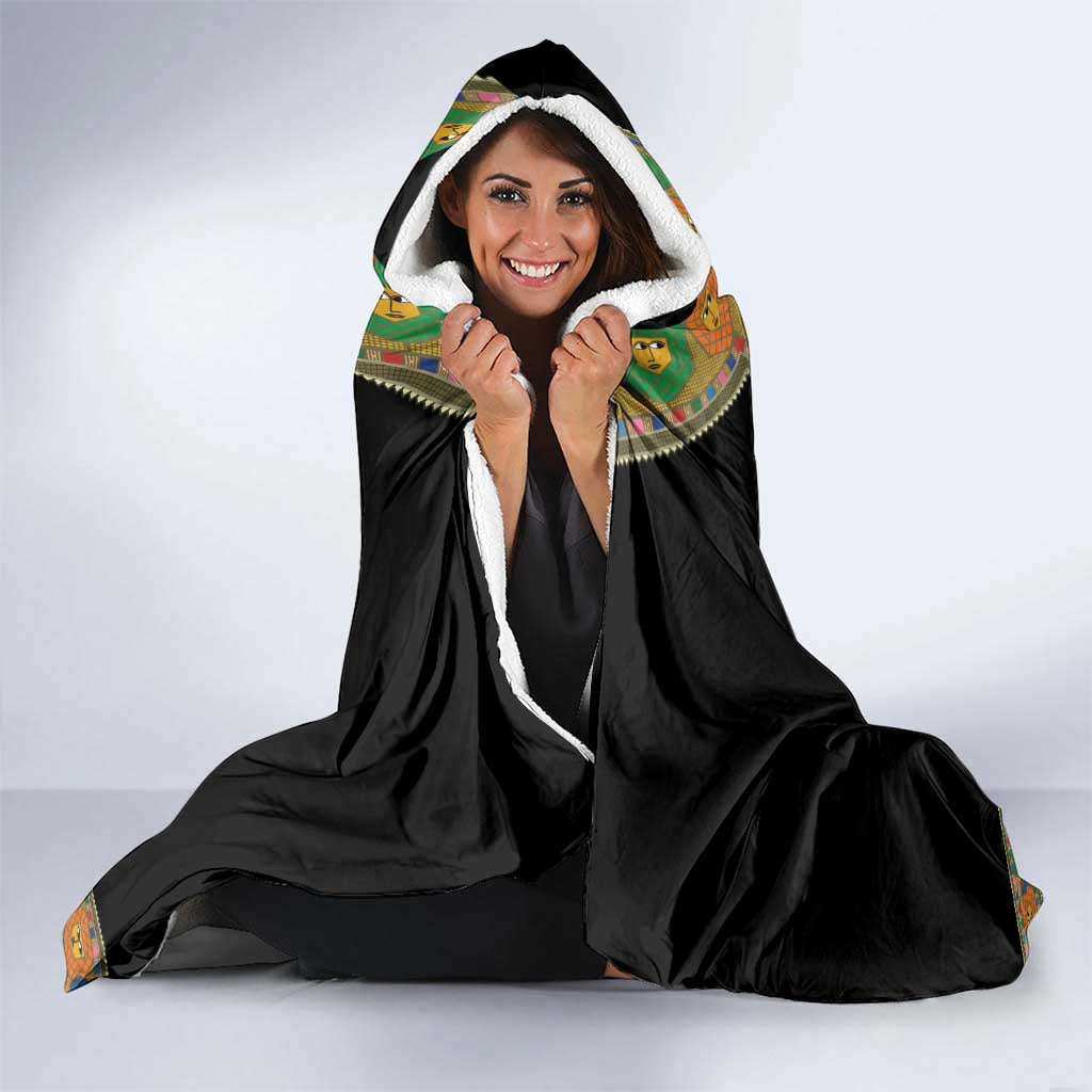 Ethiopia Saba Kemis Hooded Blanket Habesha Style Black Color