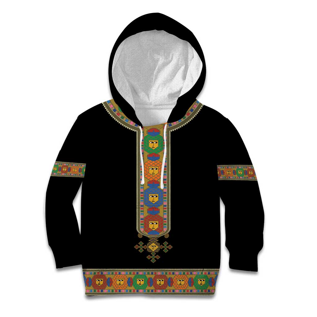 Ethiopia Saba Kemis Kid Hoodie Habesha Style Black Color