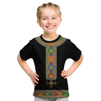 Ethiopia Saba Kemis Kid T Shirt Habesha Style Black Color