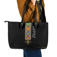 Ethiopia Saba Kemis Leather Tote Bag Habesha Style Black Color