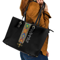 Ethiopia Saba Kemis Leather Tote Bag Habesha Style Black Color