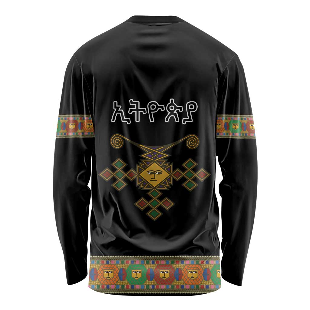Ethiopia Saba Kemis Long Sleeve Shirt Habesha Style Black Color