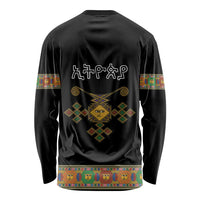 Ethiopia Saba Kemis Long Sleeve Shirt Habesha Style Black Color