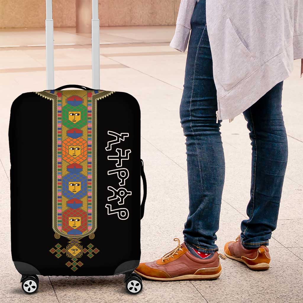 Ethiopia Saba Kemis Luggage Cover Habesha Style Black Color