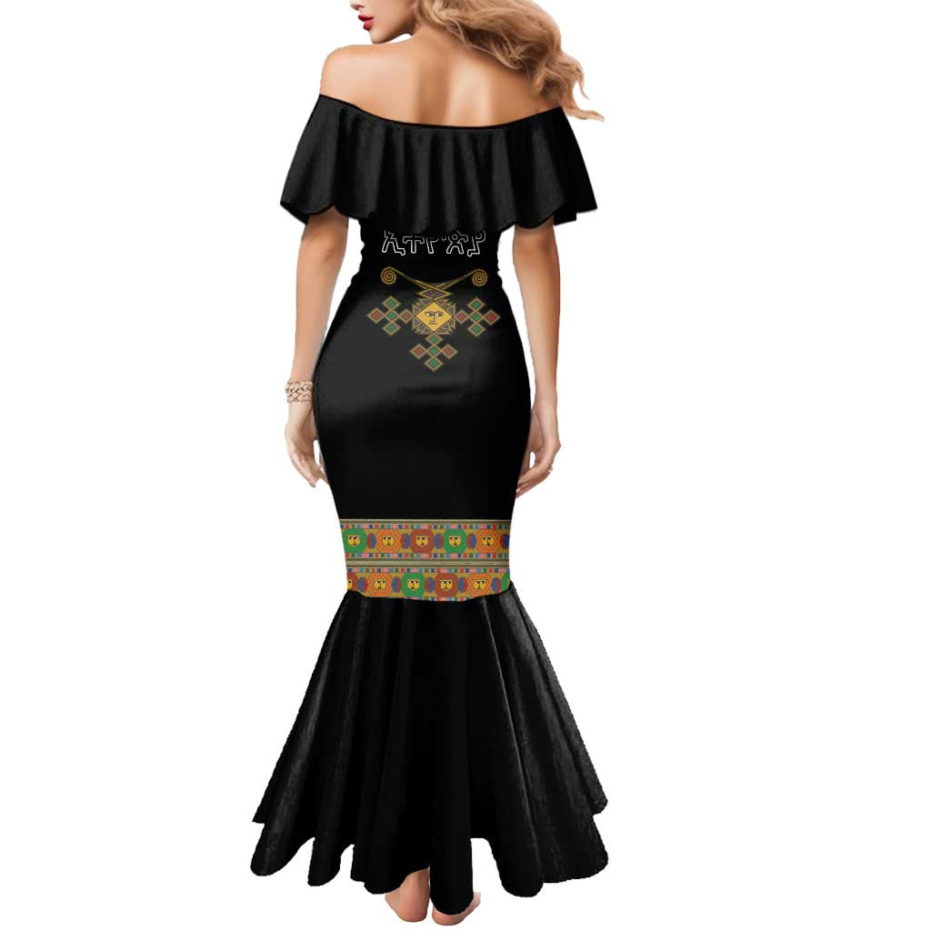 Ethiopia Saba Kemis Mermaid Dress Habesha Style Black Color