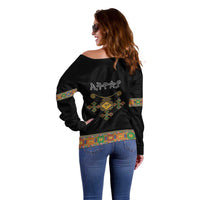 Ethiopia Saba Kemis Off Shoulder Sweater Habesha Style Black Color