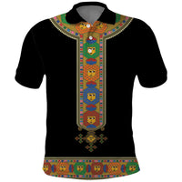 Ethiopia Saba Kemis Polo Shirt Habesha Style Black Color