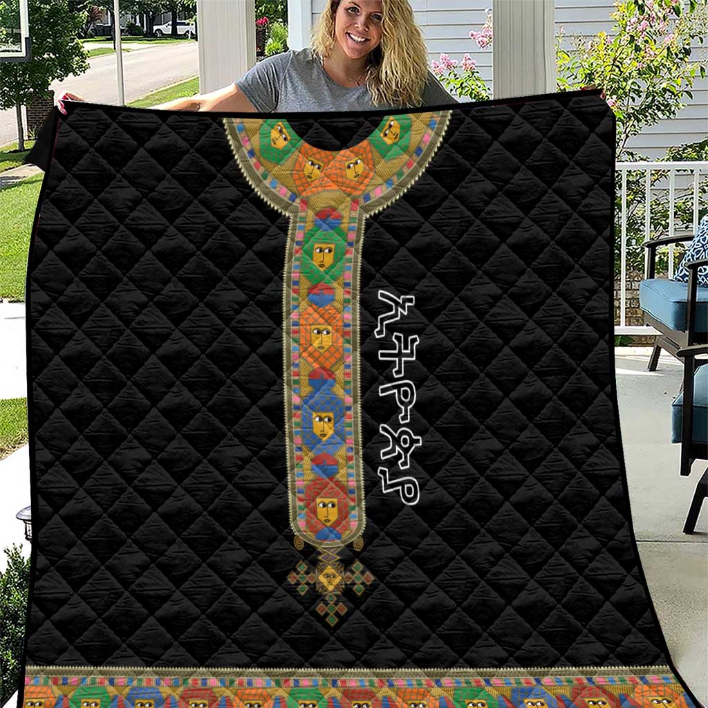 Ethiopia Saba Kemis Quilt Habesha Style Black Color