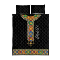 Ethiopia Saba Kemis Quilt Bed Set Habesha Style Black Color