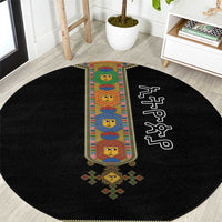 Ethiopia Saba Kemis Round Carpet Habesha Style Black Color