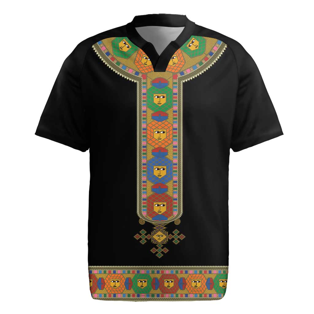 Ethiopia Saba Kemis Rugby Jersey Habesha Style Black Color