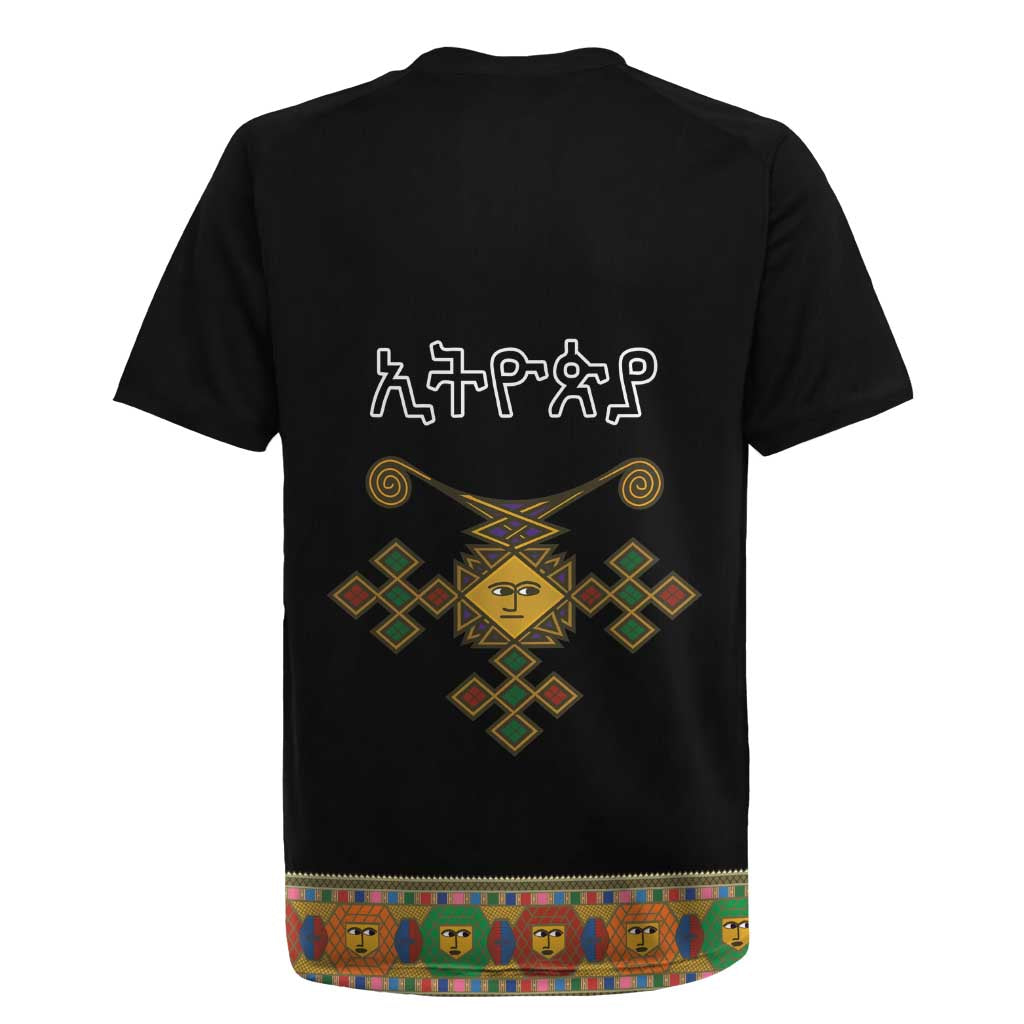 Ethiopia Saba Kemis Rugby Jersey Habesha Style Black Color