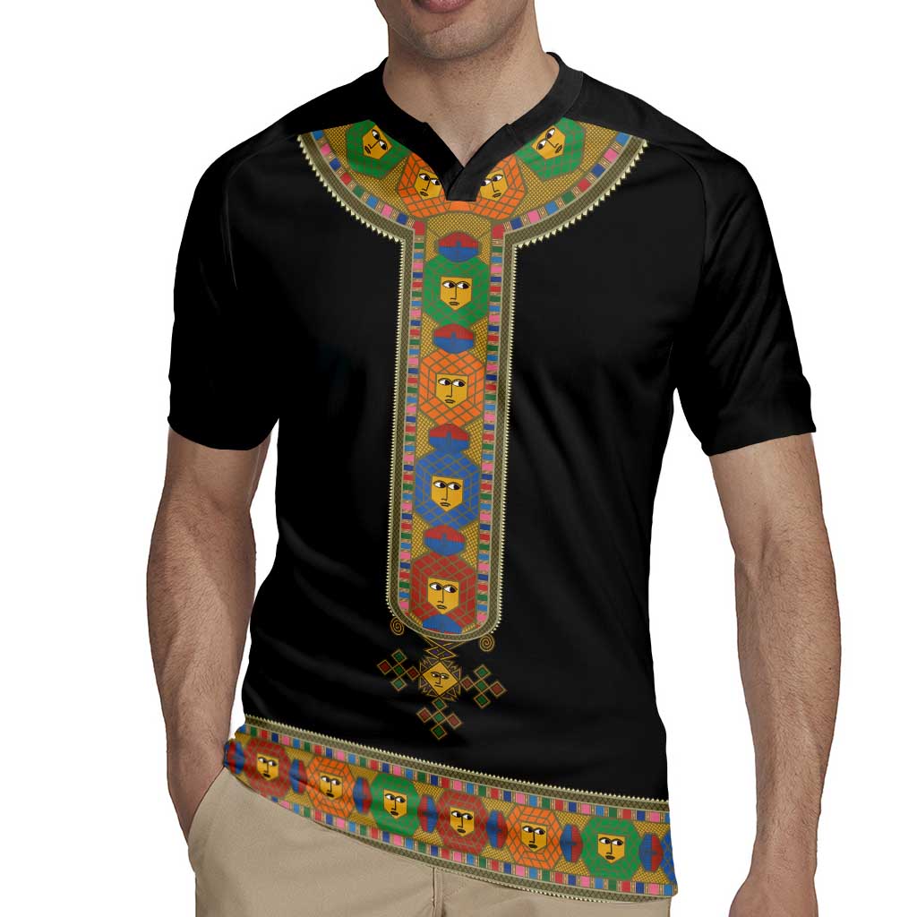 Ethiopia Saba Kemis Rugby Jersey Habesha Style Black Color