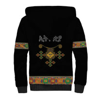 Ethiopia Saba Kemis Sherpa Hoodie Habesha Style Black Color