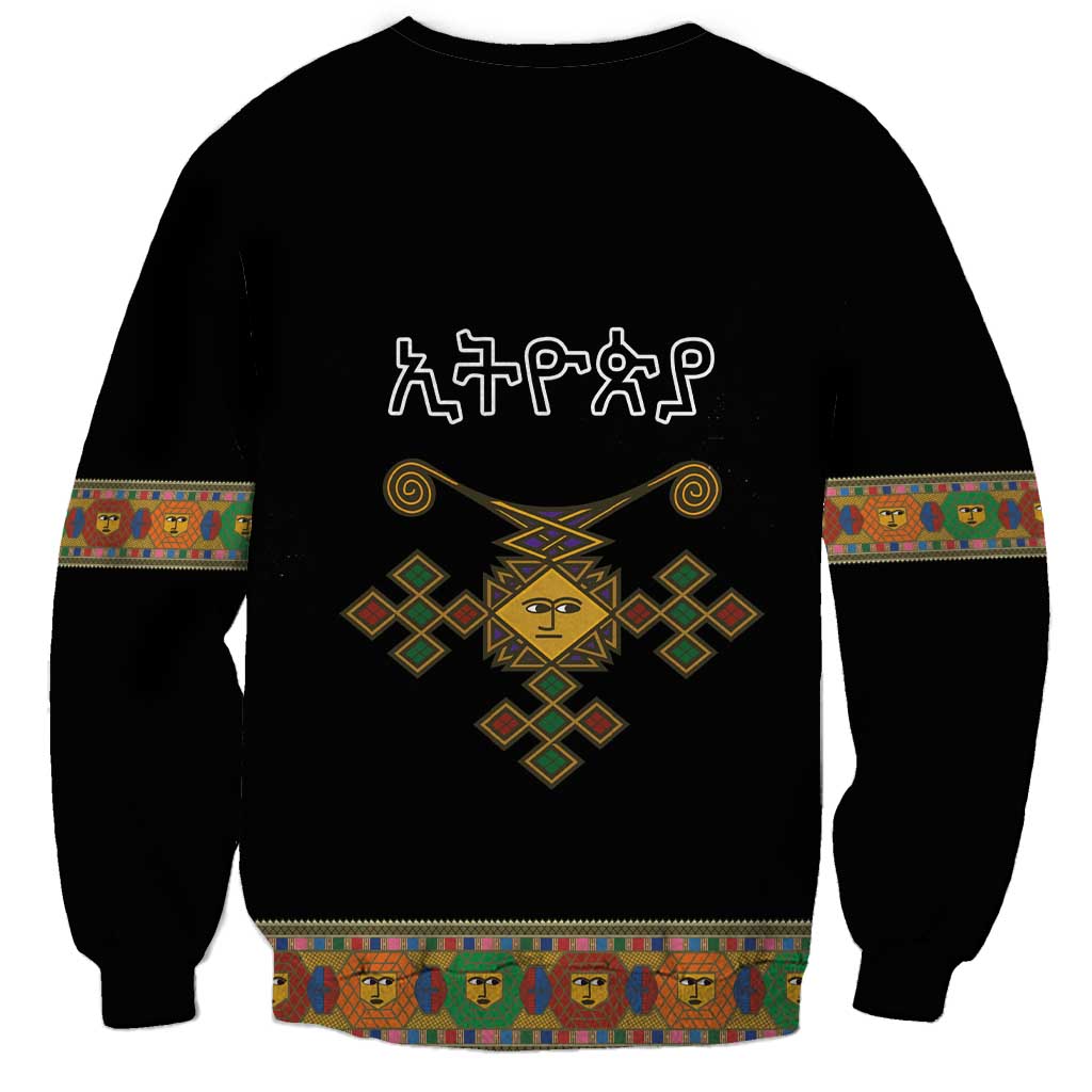 Ethiopia Saba Kemis Sweatshirt Habesha Style Black Color