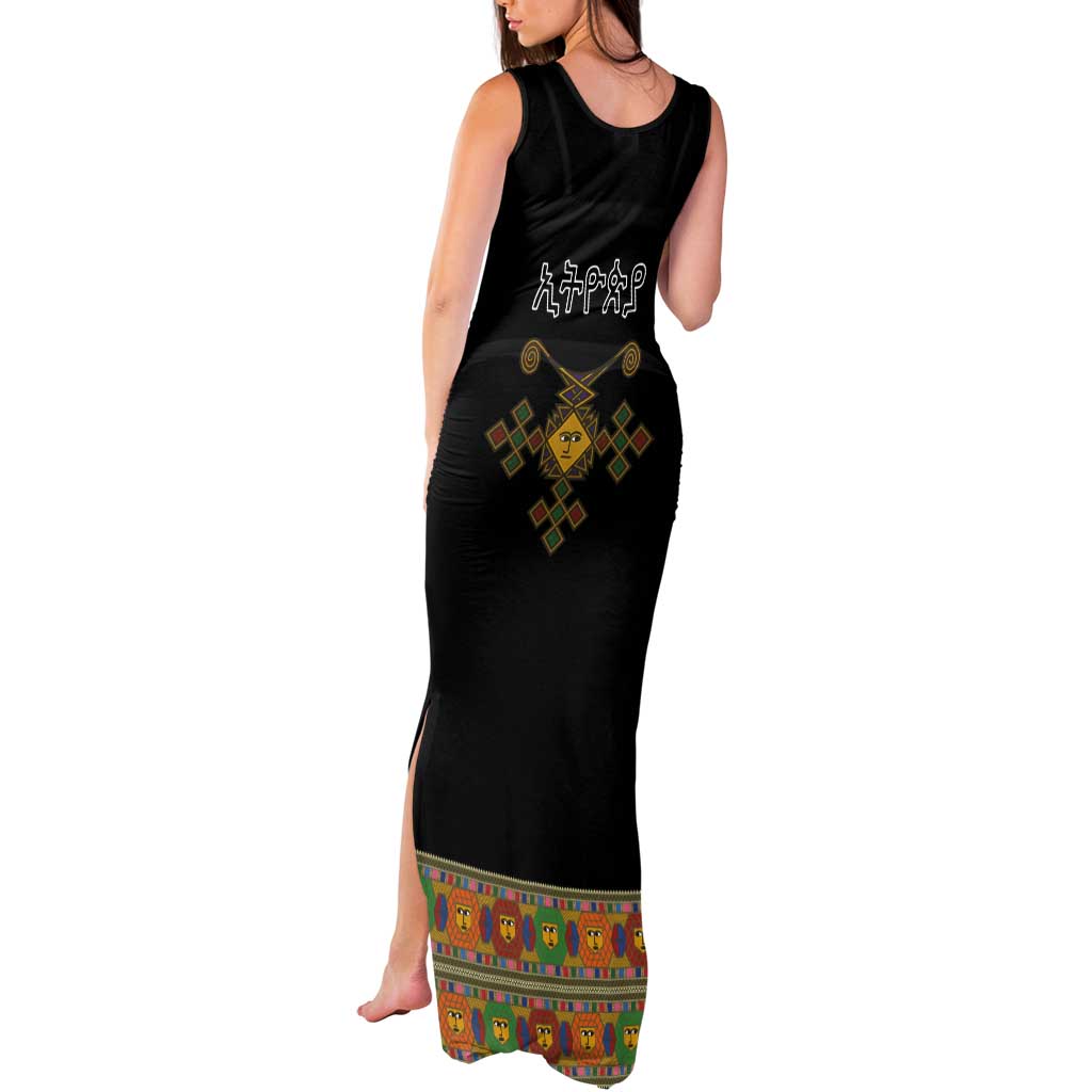 Ethiopia Saba Kemis Tank Maxi Dress Habesha Style Black Color