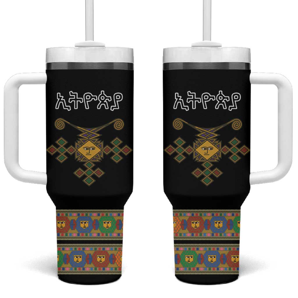Ethiopia Saba Kemis Tumbler With Handle Habesha Style Black Color