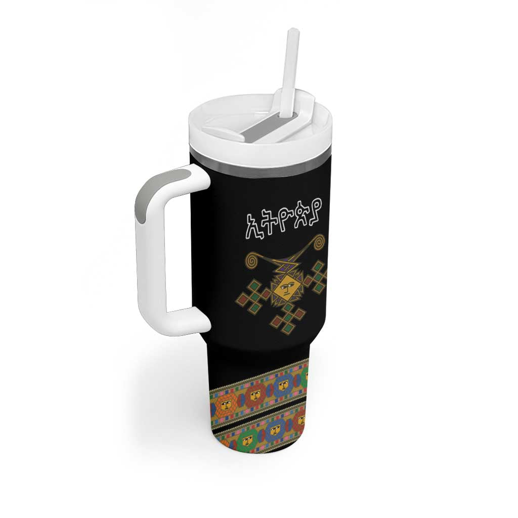 Ethiopia Saba Kemis Tumbler With Handle Habesha Style Black Color