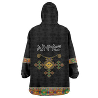 Ethiopia Saba Kemis Wearable Blanket Hoodie Habesha Style Black Color