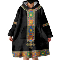 Ethiopia Saba Kemis Wearable Blanket Hoodie Habesha Style Black Color