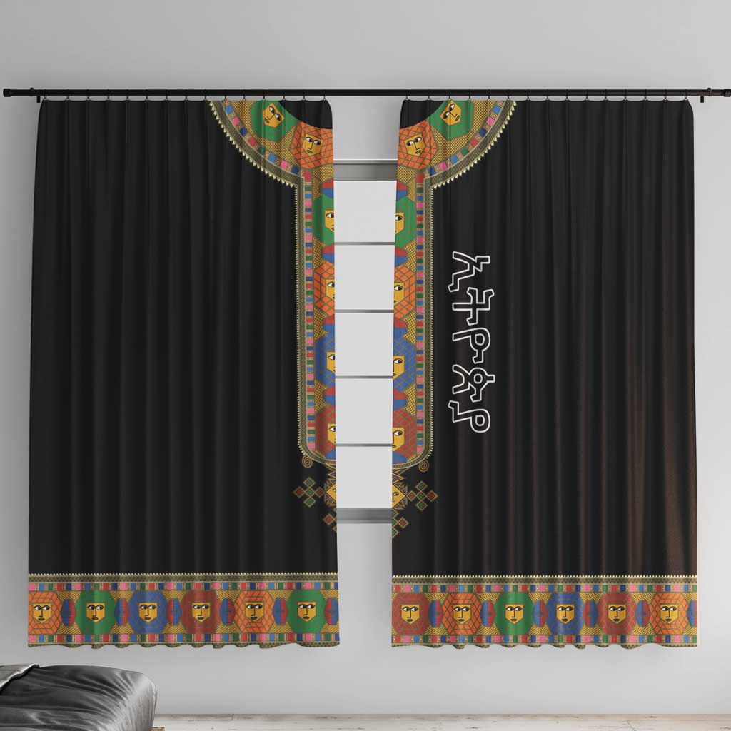 Ethiopia Saba Kemis Window Curtain Habesha Style Black Color