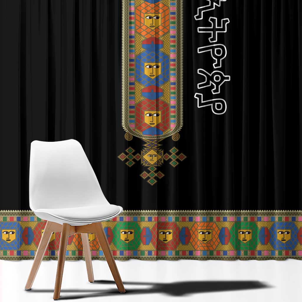 Ethiopia Saba Kemis Window Curtain Habesha Style Black Color