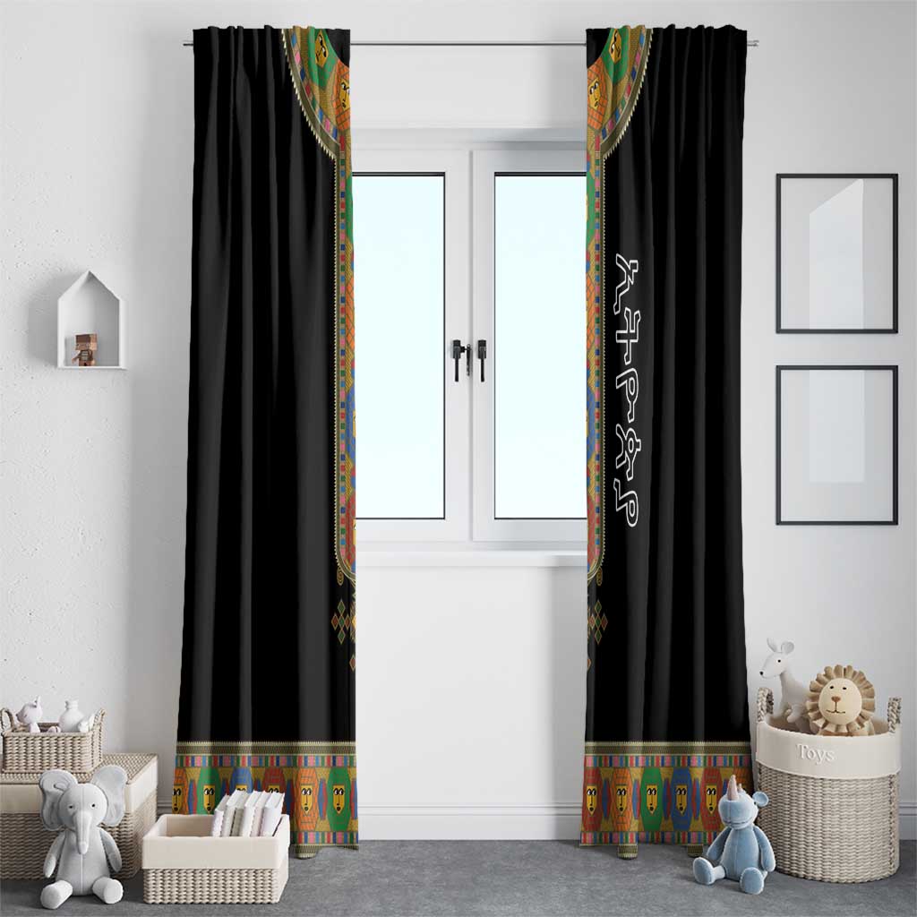 Ethiopia Saba Kemis Window Curtain Habesha Style Black Color