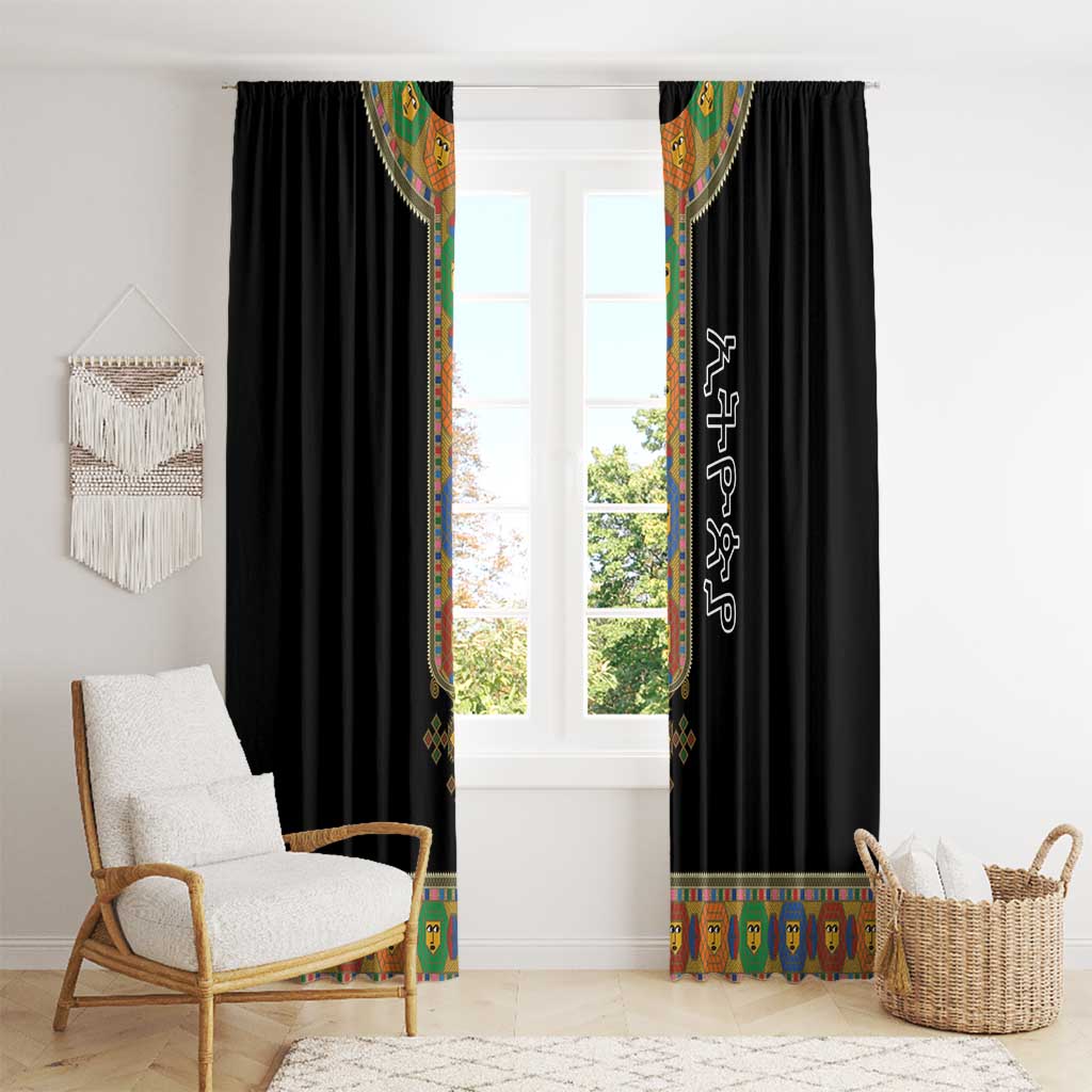 Ethiopia Saba Kemis Window Curtain Habesha Style Black Color