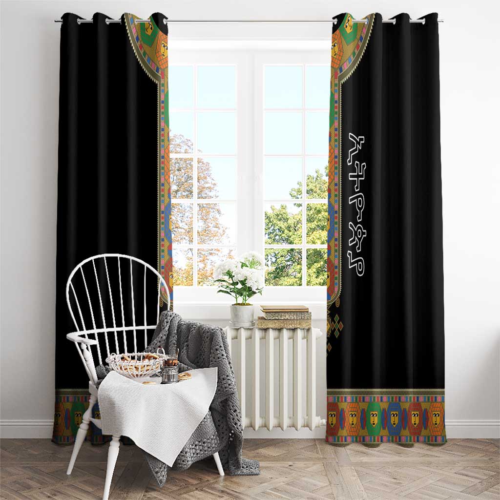 Ethiopia Saba Kemis Window Curtain Habesha Style Black Color