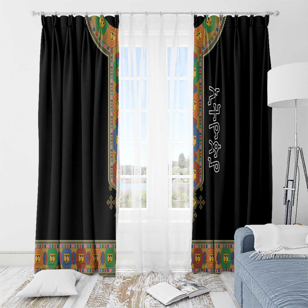 Ethiopia Saba Kemis Window Curtain Habesha Style Black Color