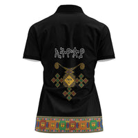 Ethiopia Saba Kemis Women Polo Shirt Habesha Style Black Color